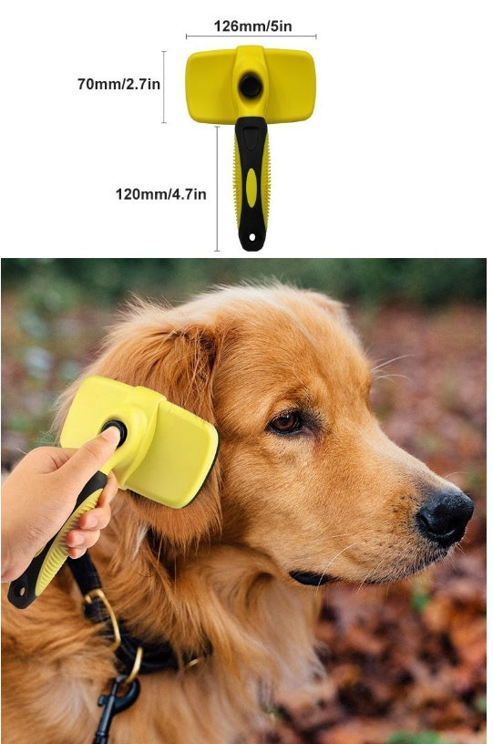 Self-Cleaning Slicker Brush - Retractable Pet Grooming Comb for Dogs & Cats