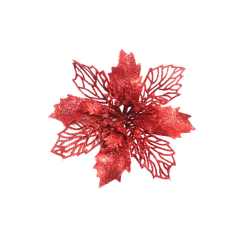Christmas Glitter Artifical Flowers Tree Decorations for Home Fake