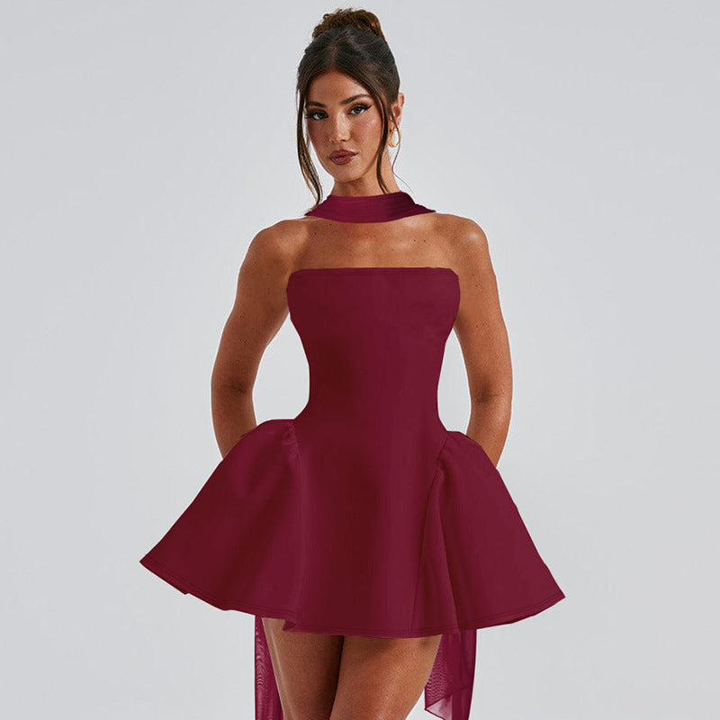 Sexy Tube Top Dress with Back Zipper Design Fashion Short for Party