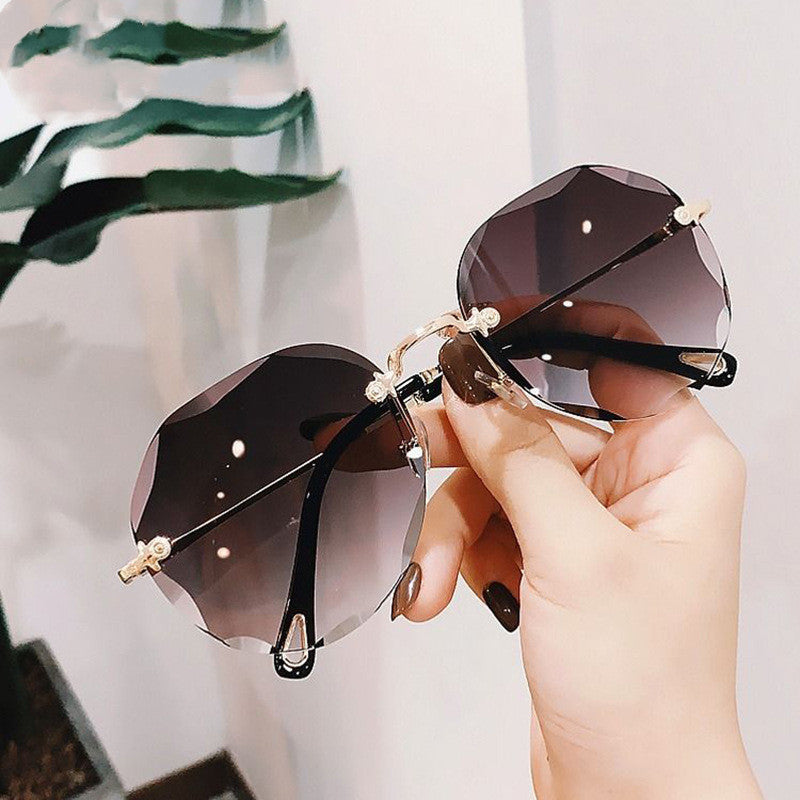 Polygonal Sunglasses Women Rimless Trimmed