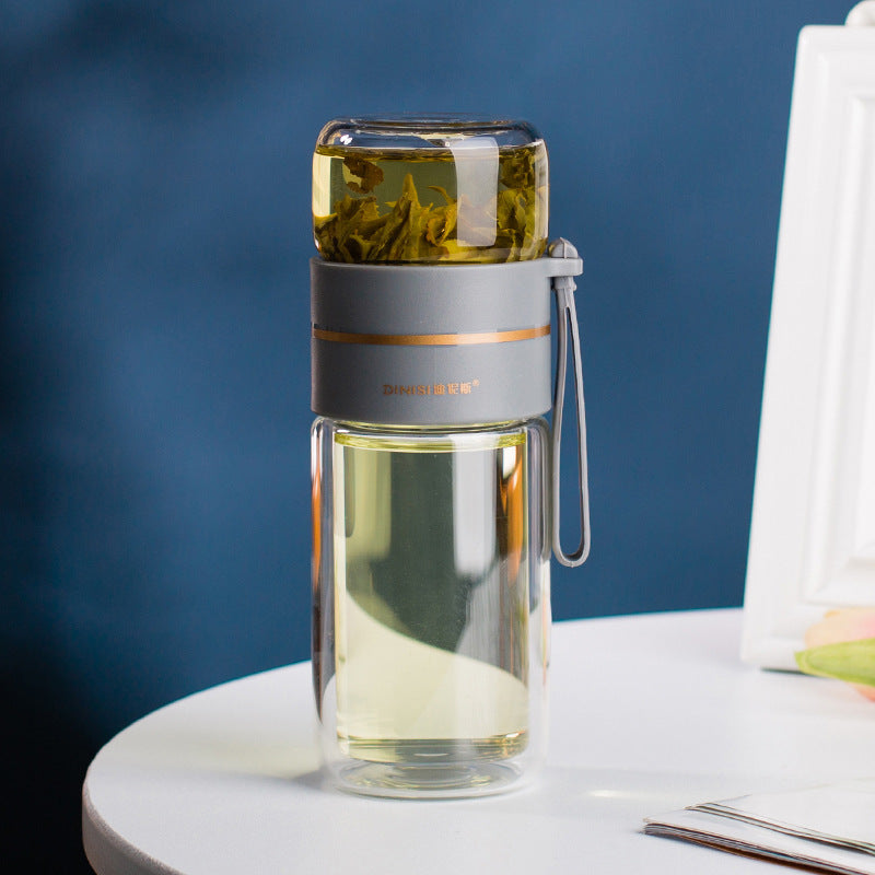 Double-Wall Glass Tea Infuser Bottle - 400-450 ml