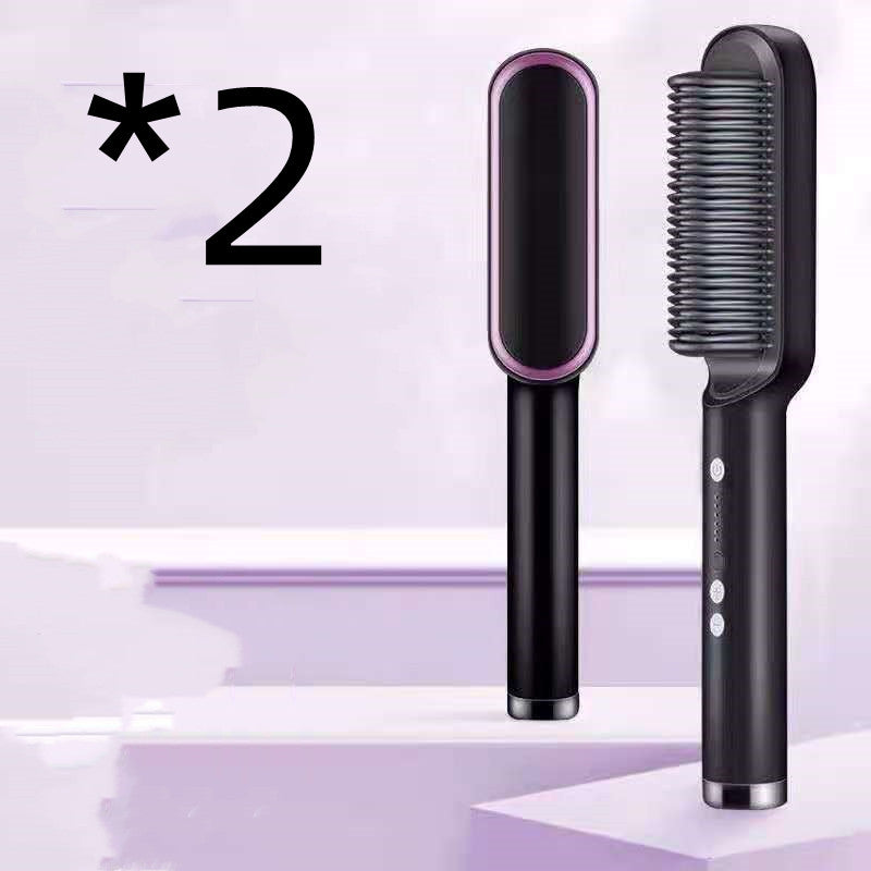 New 2-in-1 Hair Straightener Hot Comb Negative Ion Curling Tong