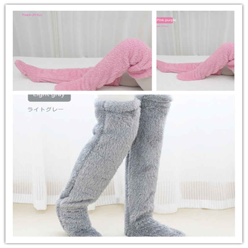 Over Knee High Fuzzy Long Socks Winter Warm Cold Leg Joint Cold-Proof
