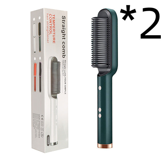 New 2-in-1 Hair Straightener Hot Comb Negative Ion Curling Tong