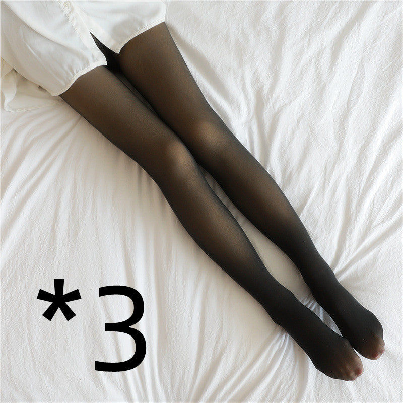 Fake Translucent Plus Size Leggings Fleece Lined Tights Fall