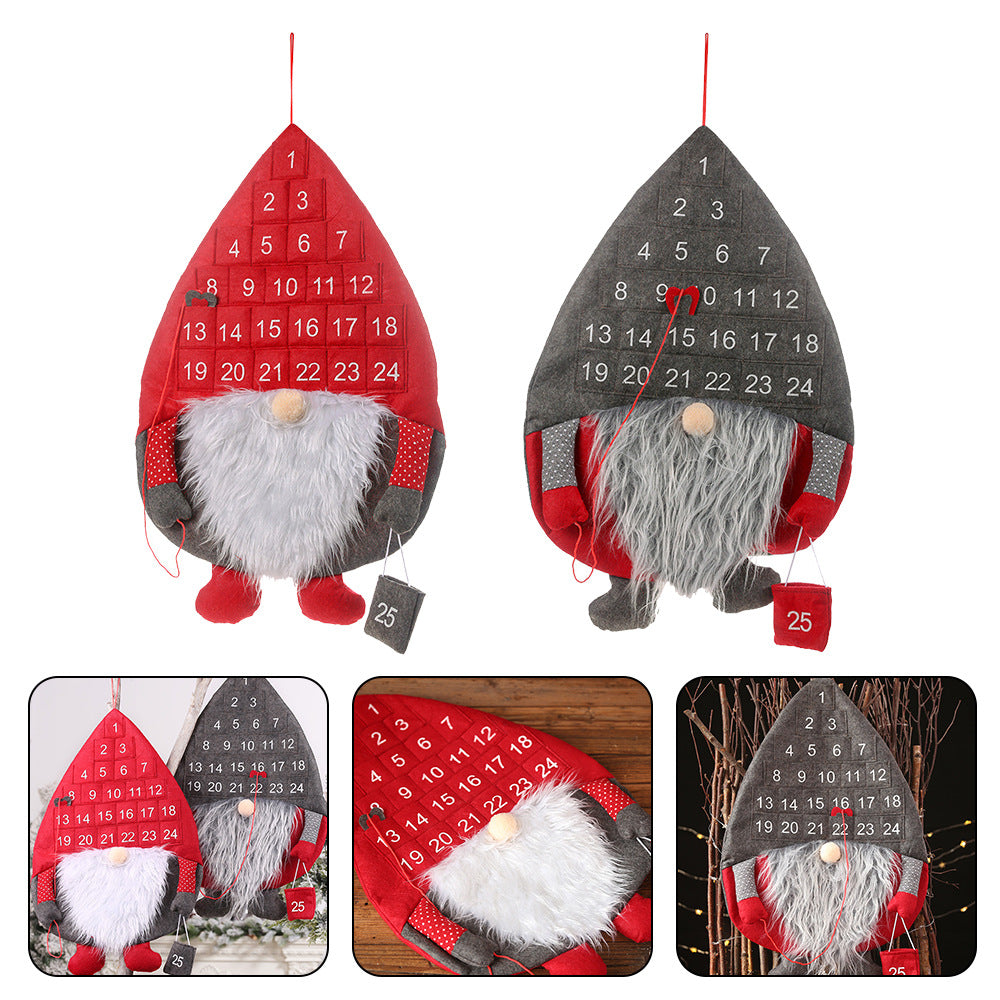 Christmas Advent Calendar Santa Claus Faceless Doll Hanging Decor