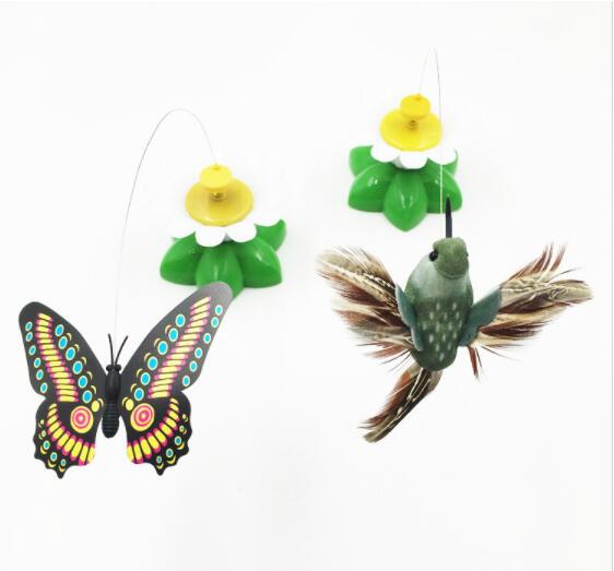Electric Rotating Bird & Butterfly Cat Toy - Interactive Flower Teaser