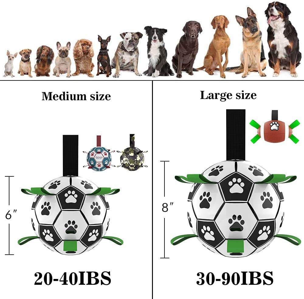 Interactive Dog Soccer Ball with Grab Tabs - Inflatable Training Toy with Pump
