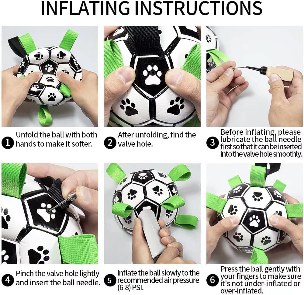 Interactive Dog Soccer Ball with Grab Tabs - Inflatable Training Toy with Pump