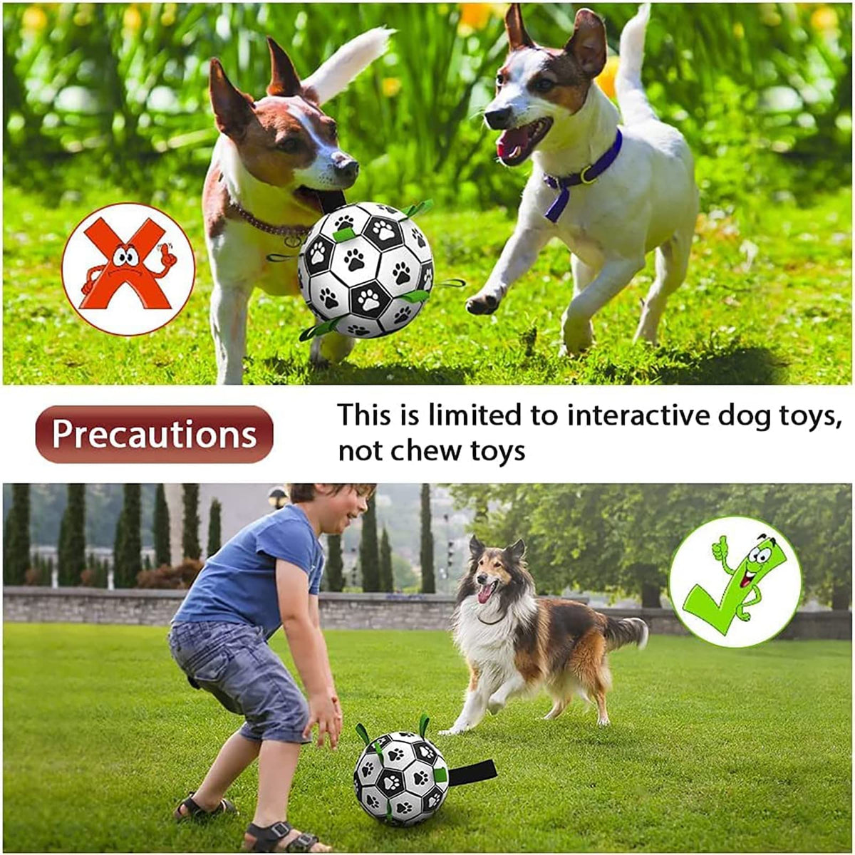Interactive Dog Soccer Ball with Grab Tabs - Inflatable Training Toy with Pump