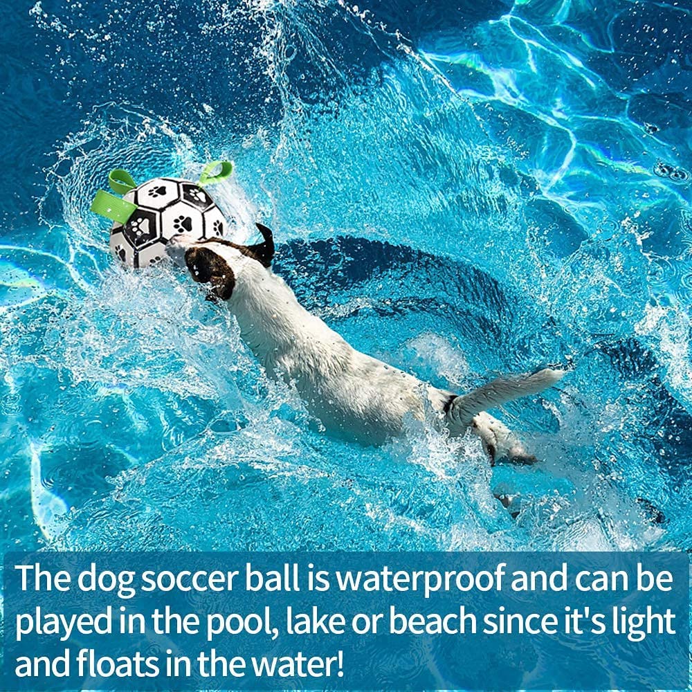 Interactive Dog Soccer Ball with Grab Tabs - Inflatable Training Toy with Pump