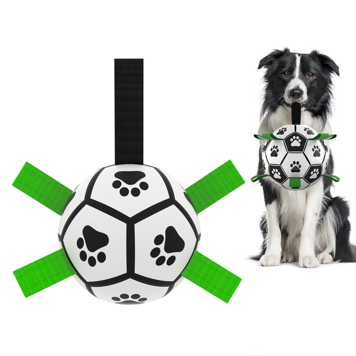 Interactive Dog Soccer Ball with Grab Tabs - Inflatable Training Toy with Pump