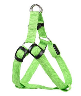 LED Light-Up Dog Harness - Glowing Reflective Chest Harness, USB or Battery