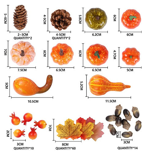 Artificial Pumpkin Decoration Set - Halloween & Fall Harvest Decor Kit