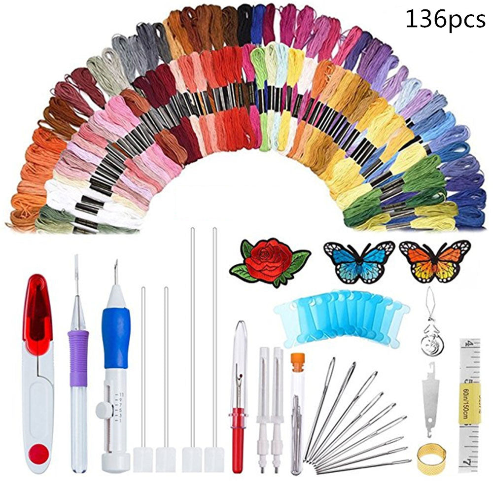 DIY Embroidery Starter Kit with 50 Threads - Cross Stitch Craft Set