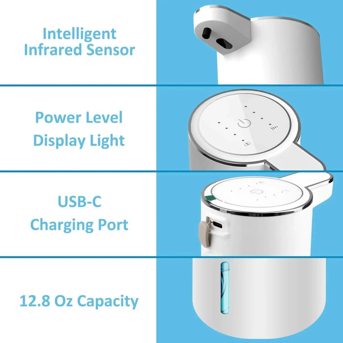 Automatic Touchless Foaming Soap Dispenser - Rechargeable Infrared Sensor Pump