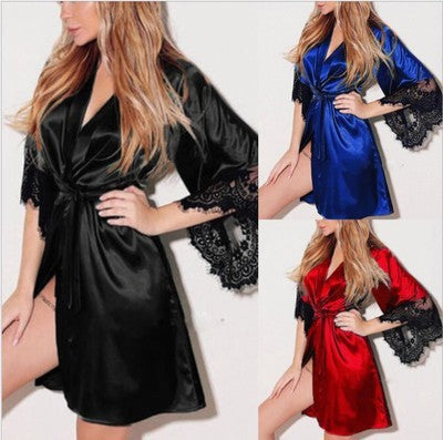Women’s Sheer Lace Strap Nightgown - Sexy Lingerie Sleep Dress