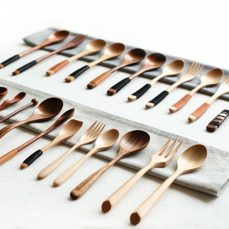 Japanese Style Wooden Bamboo Spoon & Fork Set - Eco Tableware