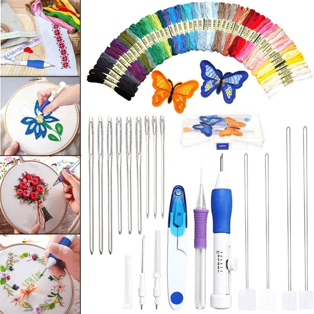 DIY Embroidery Starter Kit with 50 Threads - Cross Stitch Craft Set