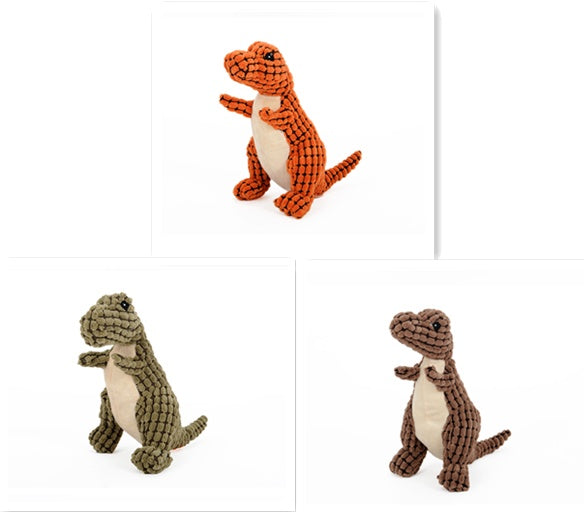 Plush Dinosaur Squeaky Dog Toy - Soft Stuffed Chew Toy for Small & Large Dogs