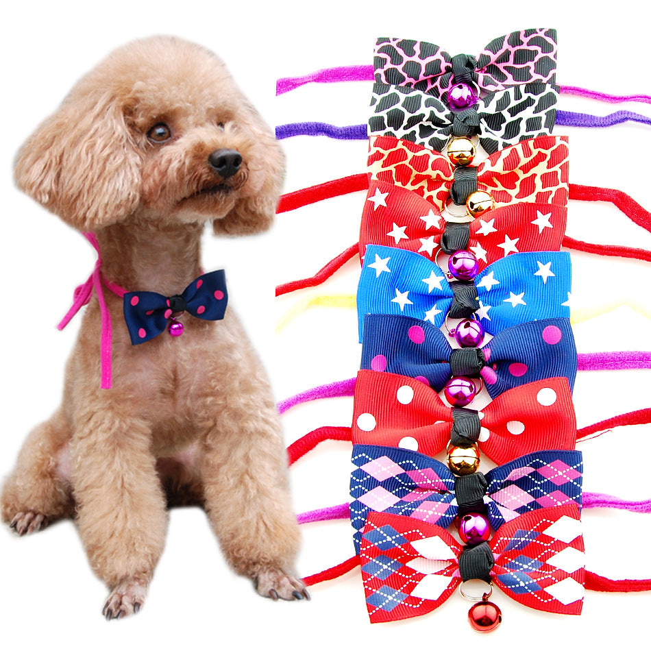 Pet Bow Tie Collar with Bell - Adjustable Cat & Dog Bow Tie