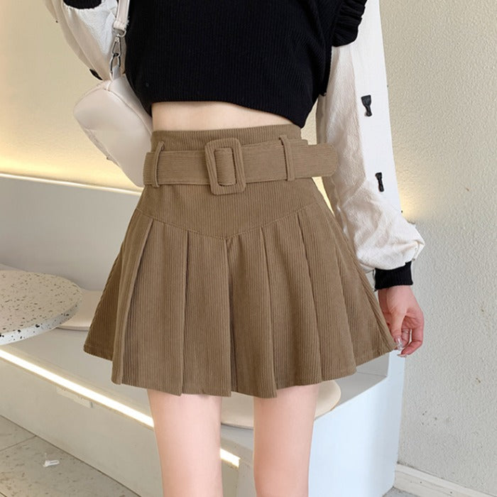 Corduroy Half Women's Autumn A-Line Skirt Pleated