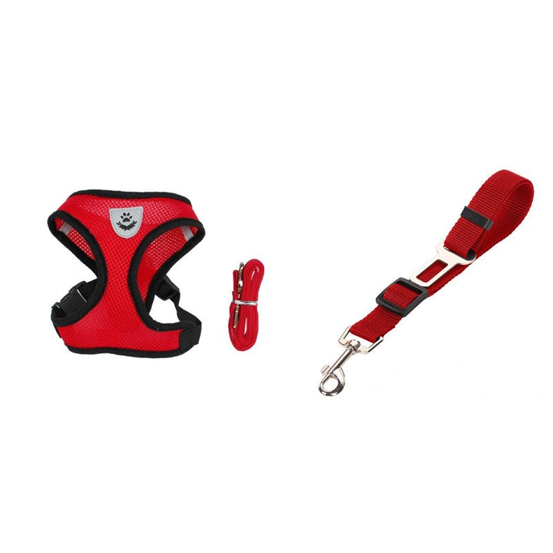 Pet Car Seat Belt Harness Set - Adjustable Dog Harness with Seat Belt Leash