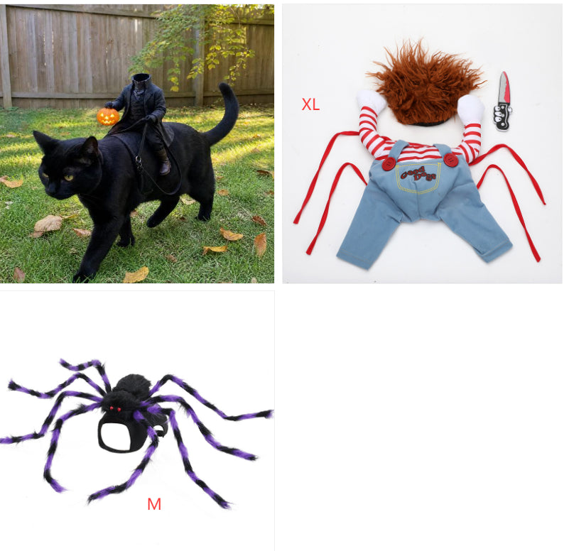 Headless Horseman Dog Costume - Funny Halloween Rider Outfit for Dogs
