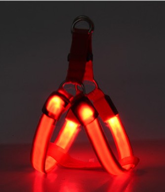 LED Light-Up Dog Harness - Glowing Reflective Chest Harness, USB or Battery