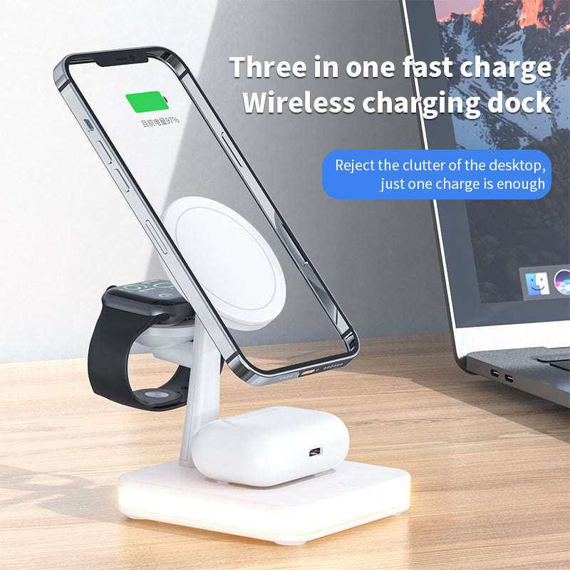 4-in-1 Magnetic Wireless Charger Stand - Phone, Watch & Earbuds