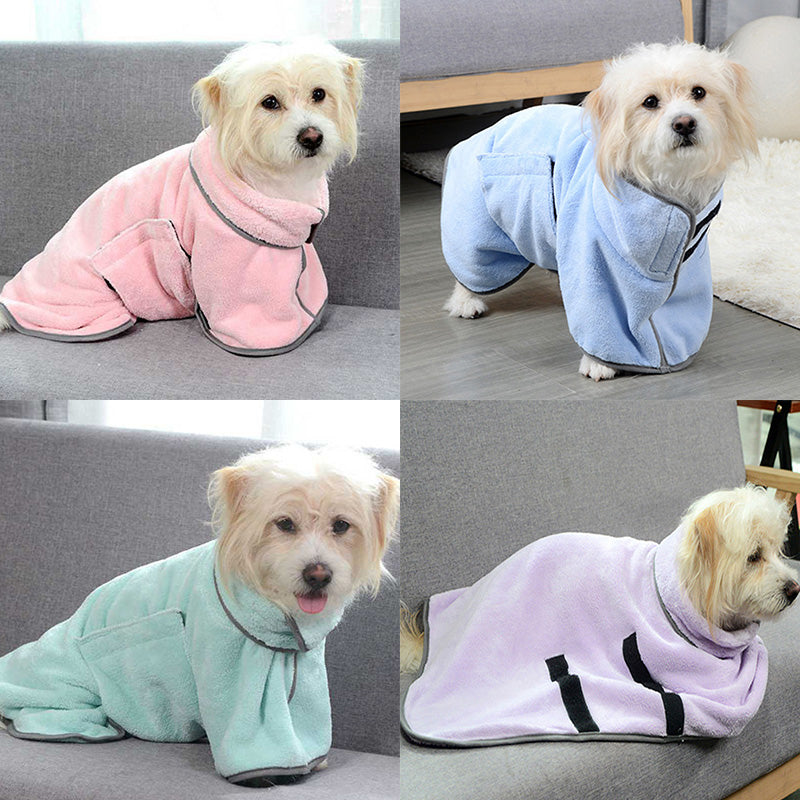Quick-Dry Dog Bathrobe Towel - Super Absorbent Microfiber Pet Drying Coat