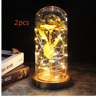 Little Prince Rose in Glass Dome - Eternal Flower LED Gift