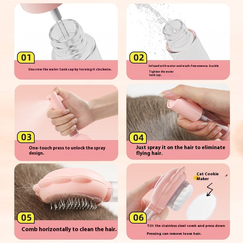 2-in-1 Self-Cleaning Spray Dog Brush - Pet Hair Remover Comb