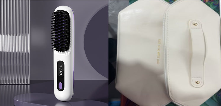 2-in-1 Straight Hair Comb Wireless Straightener Brush Fast Heating