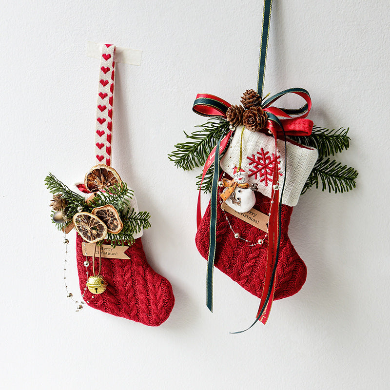 Christmas Decoration Knitted Stockings Scene Layout | Xmas Holiday Decor