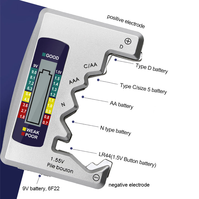 Universal Digital LCD Battery Tester - AA AAA 9V Checker