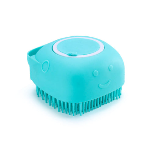Silicone Dog Bath Brush with Shampoo Dispenser - Massage Grooming Scrubber