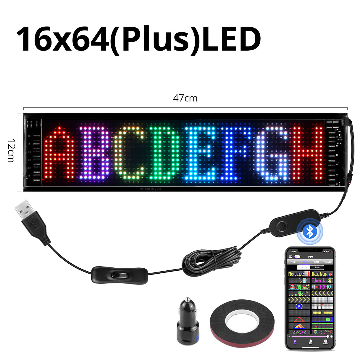 USB Programmable LED Pixel Matrix Flexible Screen - DIY Scrolling Text & Animation Panel