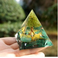 Natural Tiger Eye Orgonite Pyramid Healing Crystals Centerpiece Energy