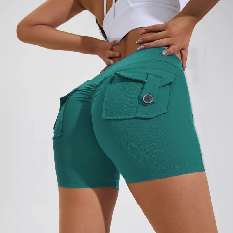 High Waist Hip Lifting Shorts with Pockets Quick Dry Yoga Fitness