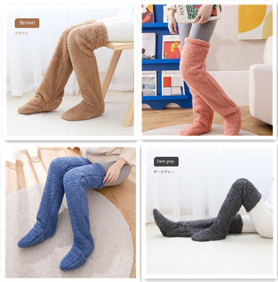 Over Knee High Fuzzy Long Socks Winter Warm Cold Leg Joint Cold-Proof