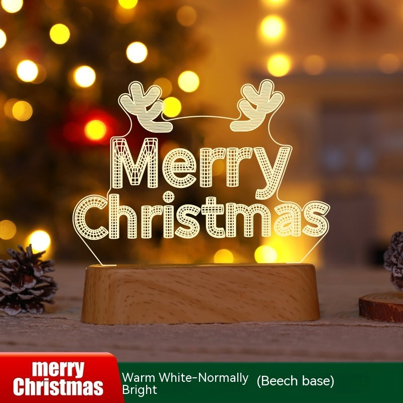 Christmas 3D Acrylic LED Night Light Lamp | Xmas Holiday Decor