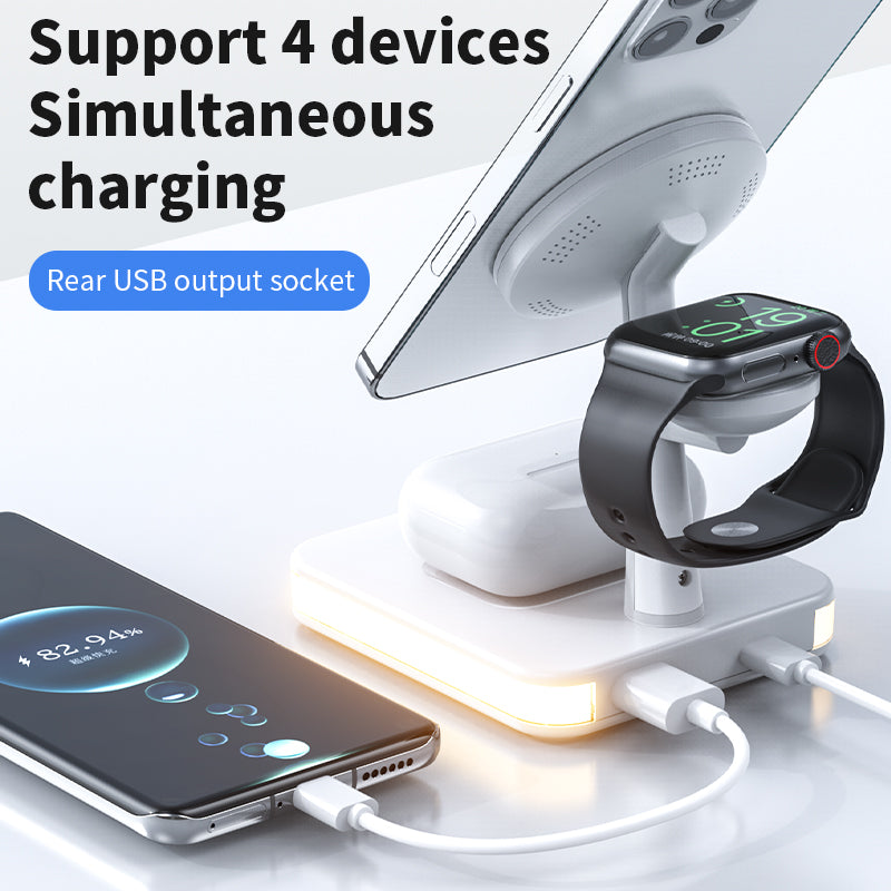 4-in-1 Magnetic Wireless Charger Stand - Phone, Watch & Earbuds