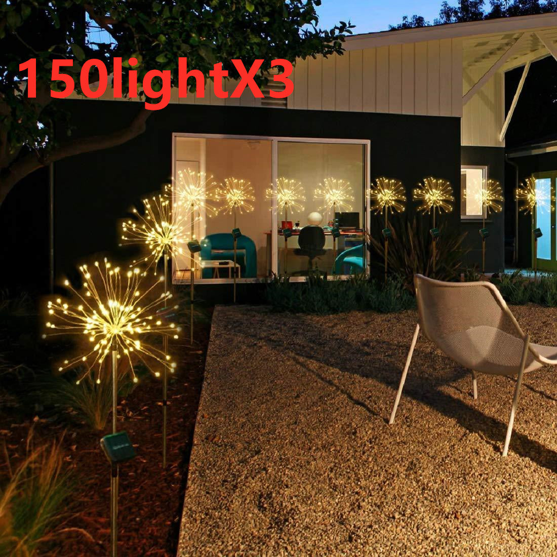 Christmas Ground Plug Solar Fireworks Light LED String Copper Wire