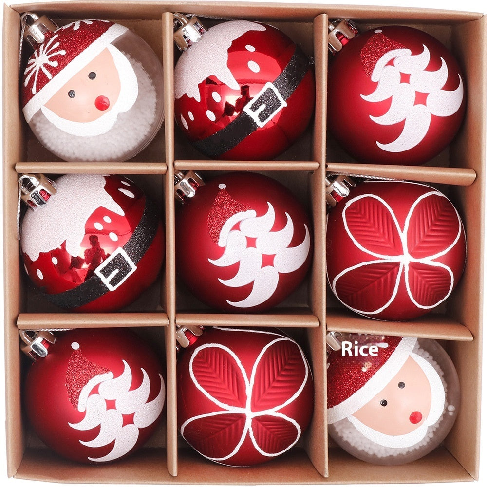 Christmas Theme Hand Drawn Ball Set Hanging Decorations | Xmas Holiday Decor