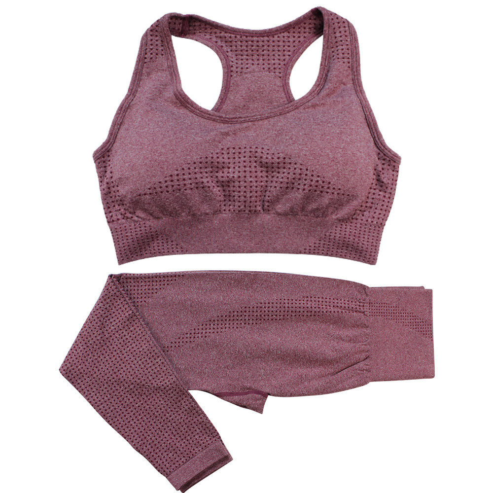 2PCS Seamless Yoga Set Women Tracksuit High Waist Leggings Workout