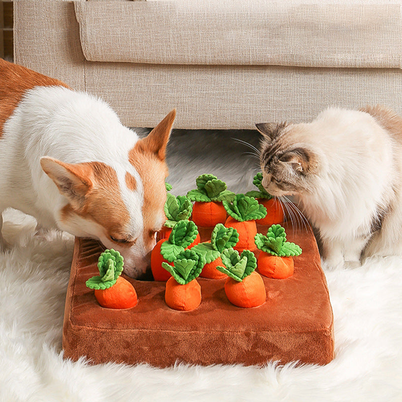 Carrot Plush Snuffle Dog Toy - Hide & Seek Vegetable Chew Toy for Dogs and Cats