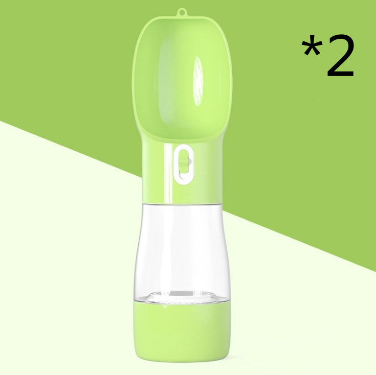 2-in-1 Portable Dog Water Bottle & Food Container - Travel Pet Feeder with Strap