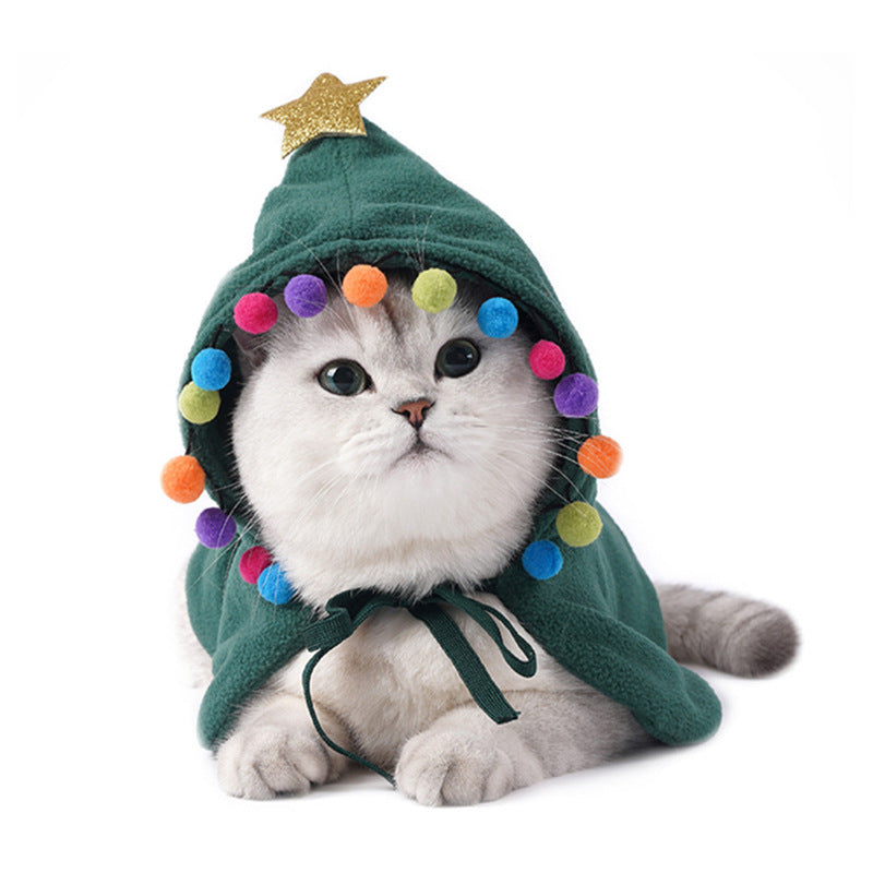 Christmas & Halloween Pet Cape Costume - Cute Cat and Dog Cloak, Hat & Headband
