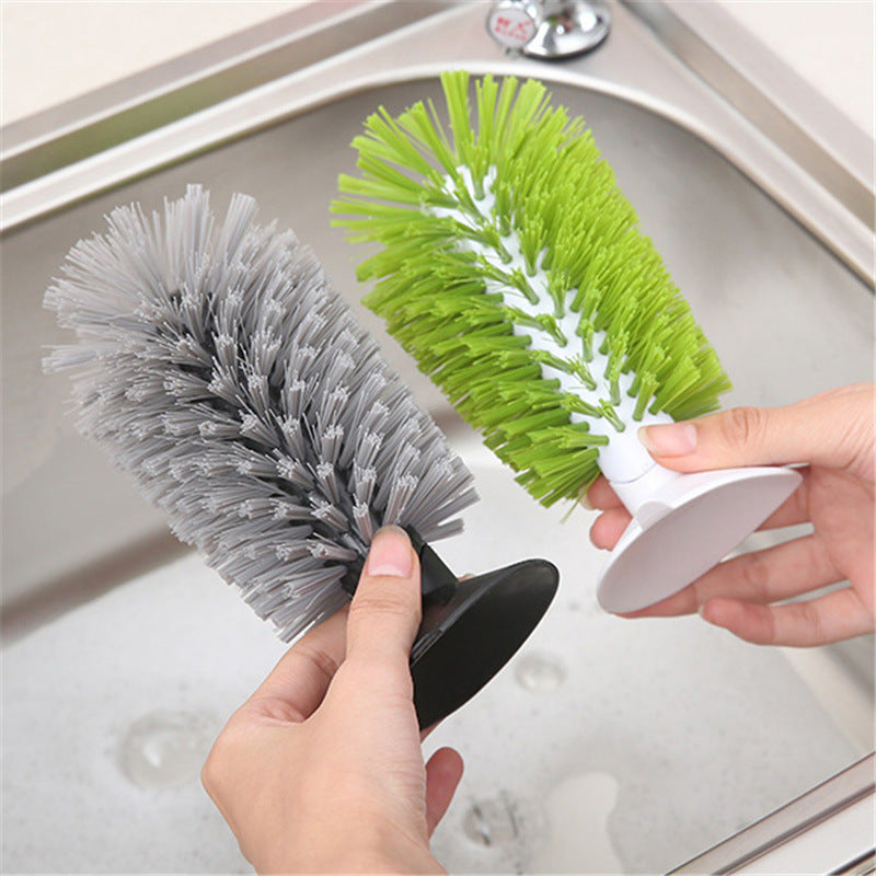 Suction Cup Glass Brush - Multifunctional Bottle & Cup Washer